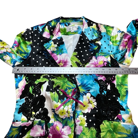 ALBERTO MAKALI 100% Silk Fully Lined Blazer Lace Trim Crochet Appliqué Sz 4 - Picture 6 of 13